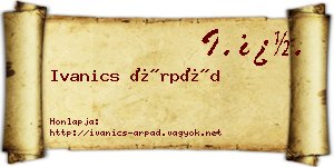 Ivanics Árpád névjegykártya